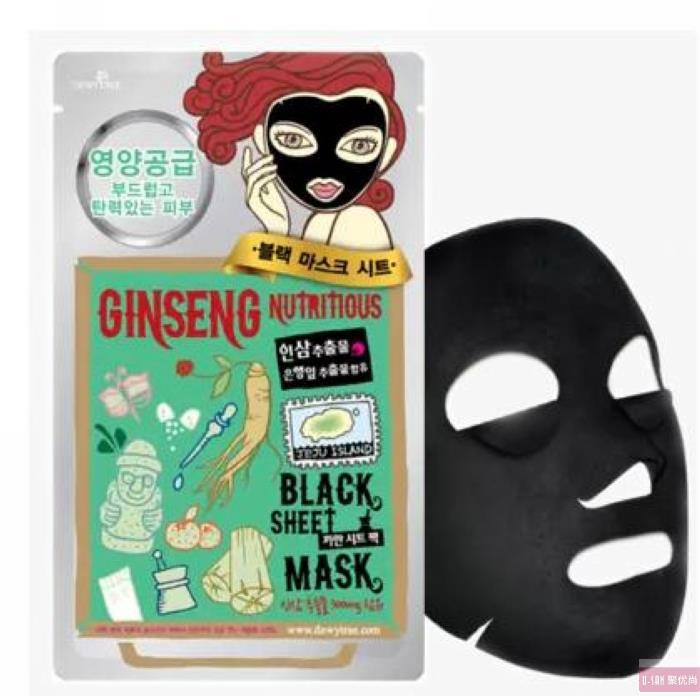 韩国 DEWYTERR/自然晨露 人参滋养紧致 竹炭面膜 10片/盒