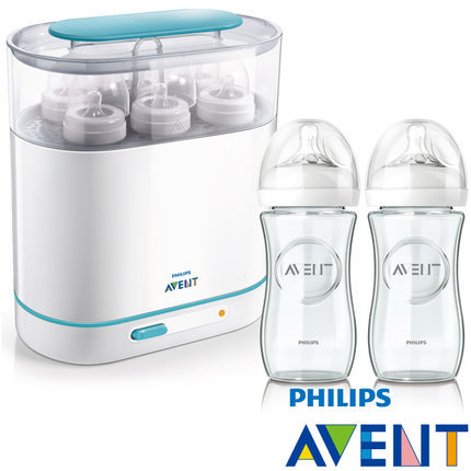 PHILIPS AVENT 三合一蒸气消毒锅+亲乳感玻璃奶瓶240ml双入超值组 PHILIPS AVENT 三合一蒸气消毒锅+亲乳感玻璃奶瓶240ml双入超值组