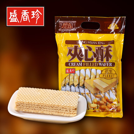 盛香珍 台湾进口零食美食花生夹心酥饼干400g/袋/40块 酥性糕点