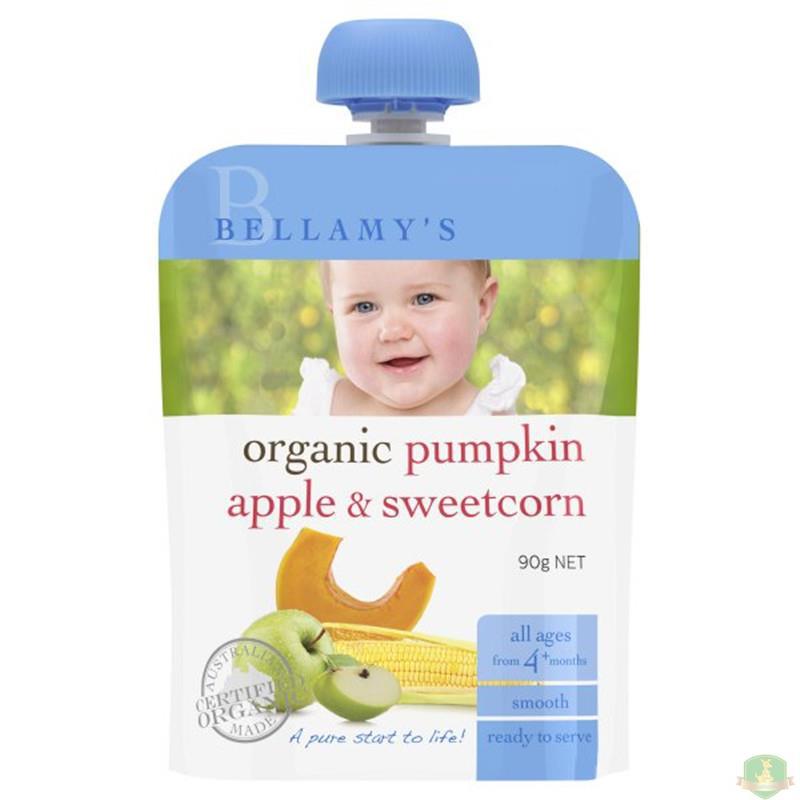 BELLAMY ORGANIC 贝拉米 4个月 南瓜玉米苹果果泥【澳洲直邮】 BELLAMY ORGANIC 贝拉米 4个月 南瓜玉米苹果果泥【澳洲直邮】