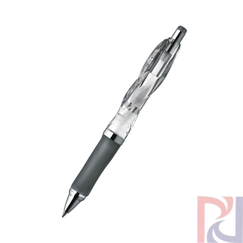 日本原装 斑马Zebra nu Spiral圆珠笔0.7mm(三角圆形握柄) 透明黑色