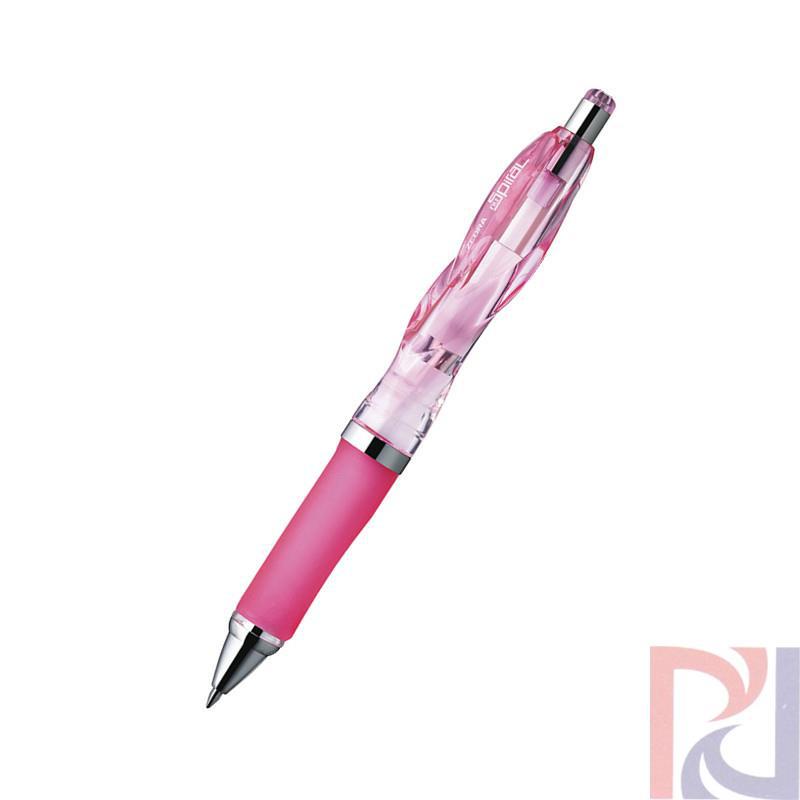 日本原装 斑马Zebra nu Spiral圆珠笔0.7mm(三角圆形握柄) 透明粉色