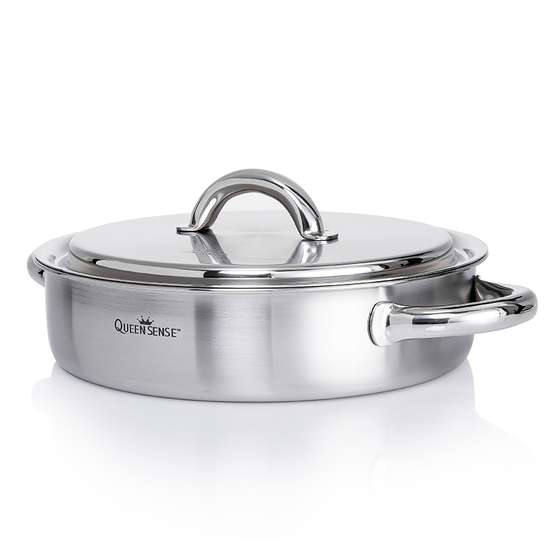 韩国进口陶瓷涂层汤锅-QUEENSENSE三层附底优质导热不锈钢汤锅