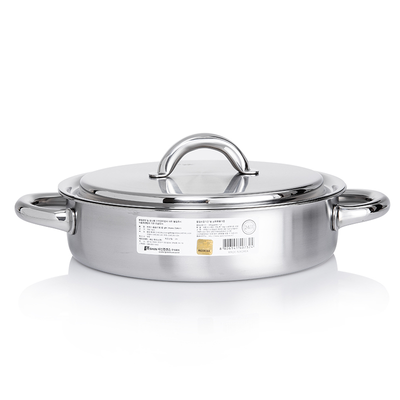 韩国进口陶瓷涂层汤锅-QUEENSENSE三层附底优质导热不锈钢汤锅
