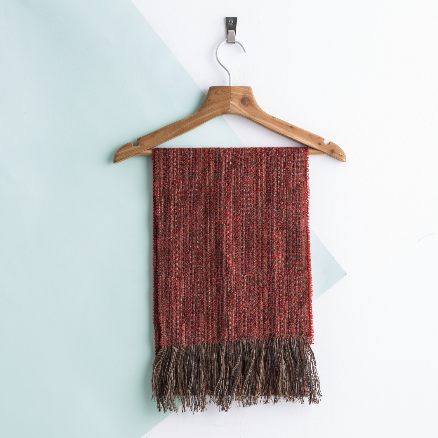 新西兰进口男士真丝围巾-Stansborough棕色编织围巾