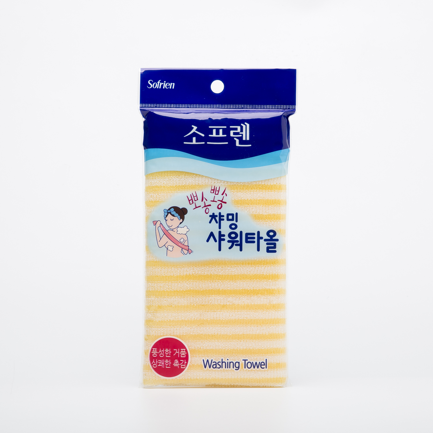 韩国进口澡巾-Sofrien品牌搓澡巾100x30cm条纹1个装