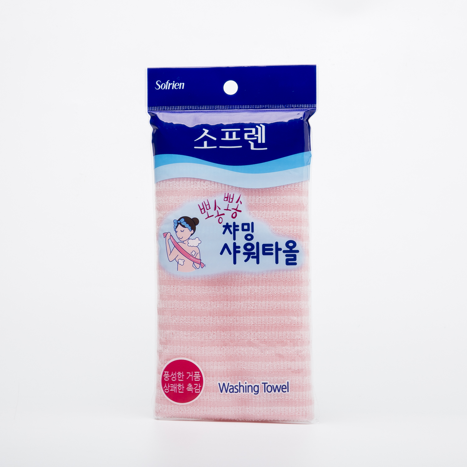 韩国进口双面搓澡巾-Sofrien品牌搓澡巾100x30cm条纹1个装