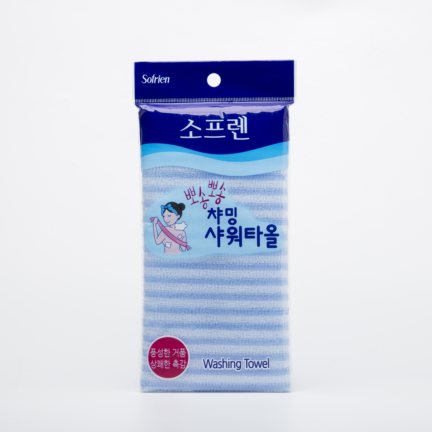 韩国进口长搓澡巾-Sofrien品牌搓澡巾100x30cm条纹1个装