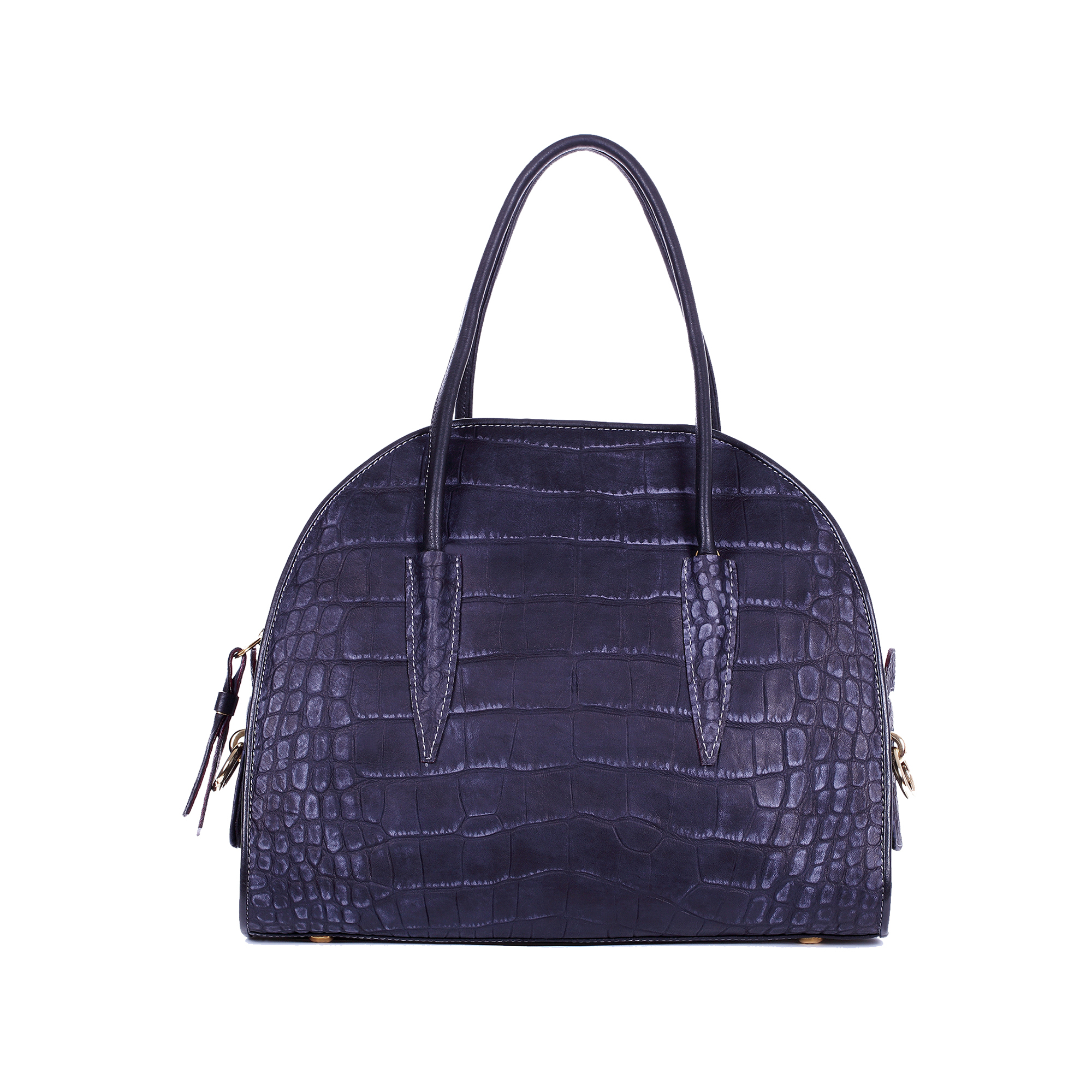 意大利进口女士小手提包-Gover女包深蓝色牛皮鳄纹印花女士手提袋 - 女士小手提包 意大利进口女士小手提包-Gover女包深蓝色牛皮鳄纹印花女士手提袋 - 女士小手提包