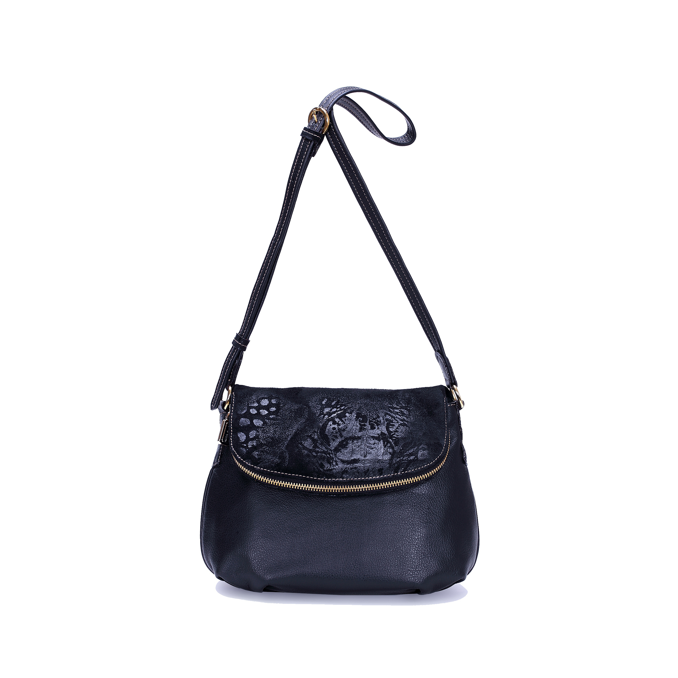 意大利进口牛皮女包-Gover女包黑色牛皮配印花绒皮女包 - 牛皮女包 意大利进口牛皮女包-Gover女包黑色牛皮配印花绒皮女包 - 牛皮女包