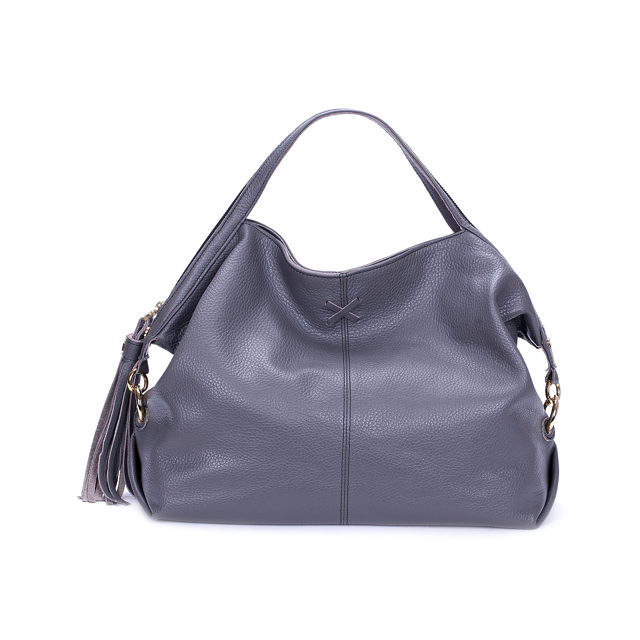 意大利进口女手提包-Gover女包浅灰色牛皮女士手提袋