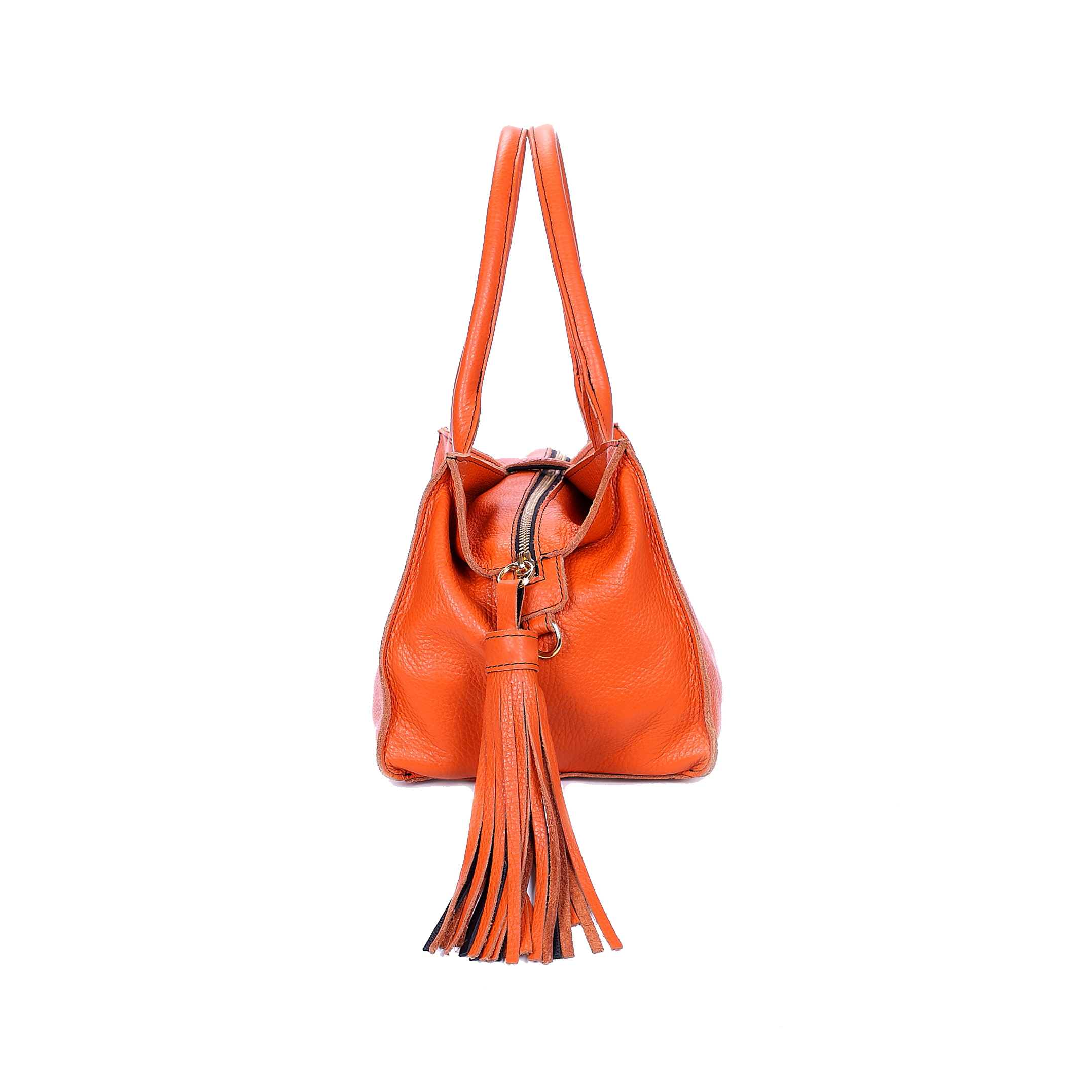 意大利进口真皮手提包-Gover女包橙色牛皮女士手提袋