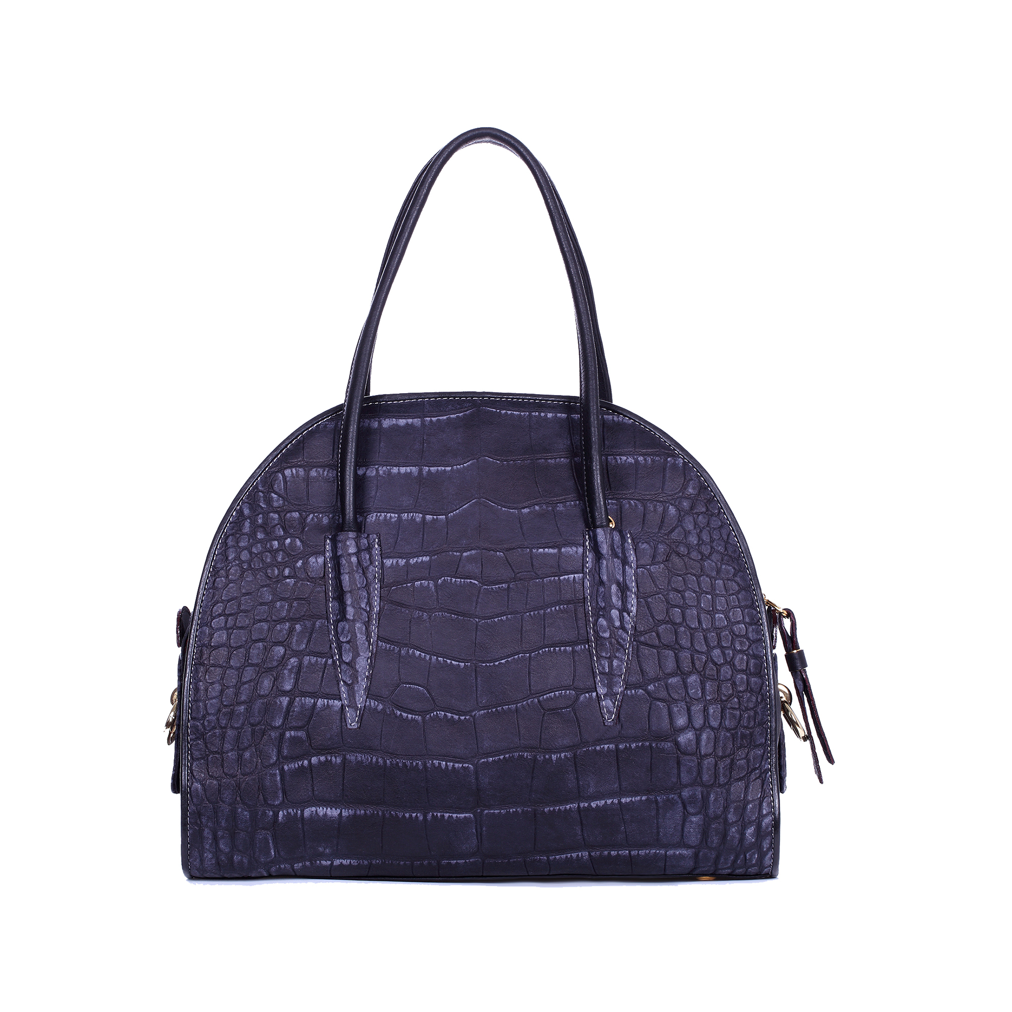 意大利进口女士小手提包-Gover女包深蓝色牛皮鳄纹印花女士手提袋