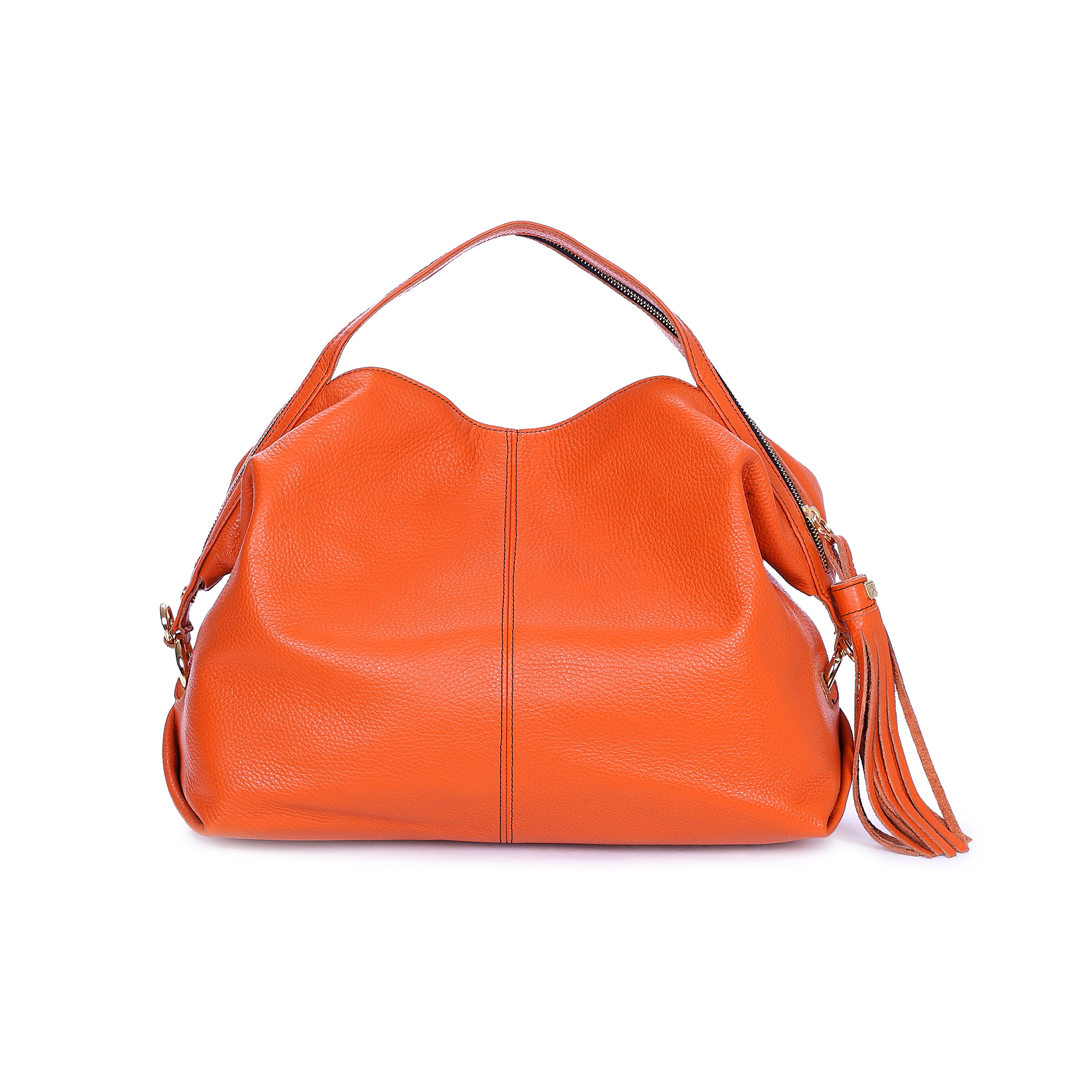 意大利进口黄色手提包-Gover女包橙色牛皮女士手提袋