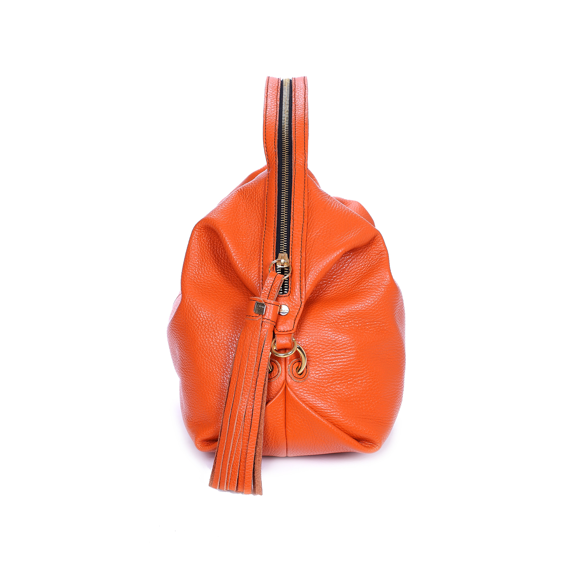 意大利进口黄色手提包-Gover女包橙色牛皮女士手提袋