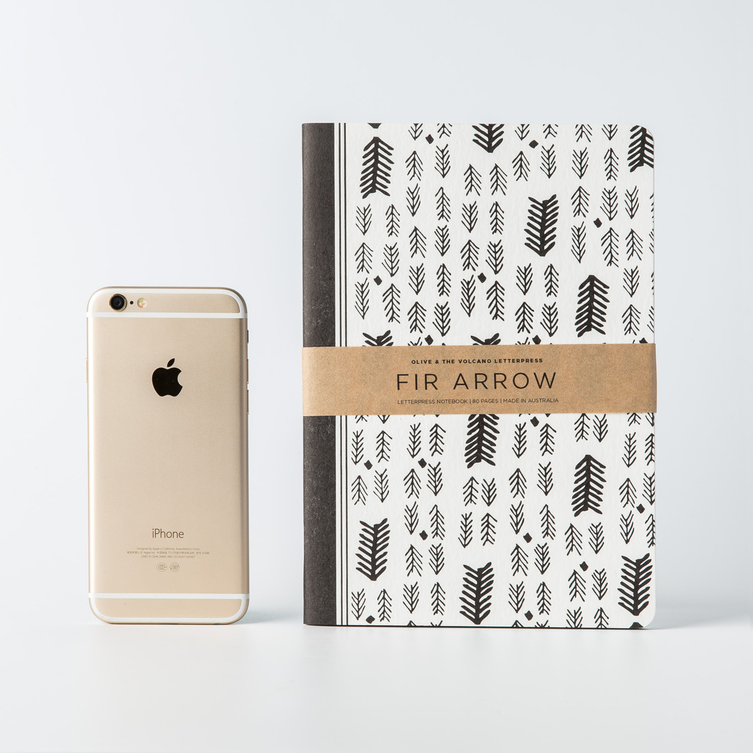 澳大利亚进口纸质凸版笔记本-Olive and the Volcano凸版印刷笔记本A5（冷杉树箭头图案）