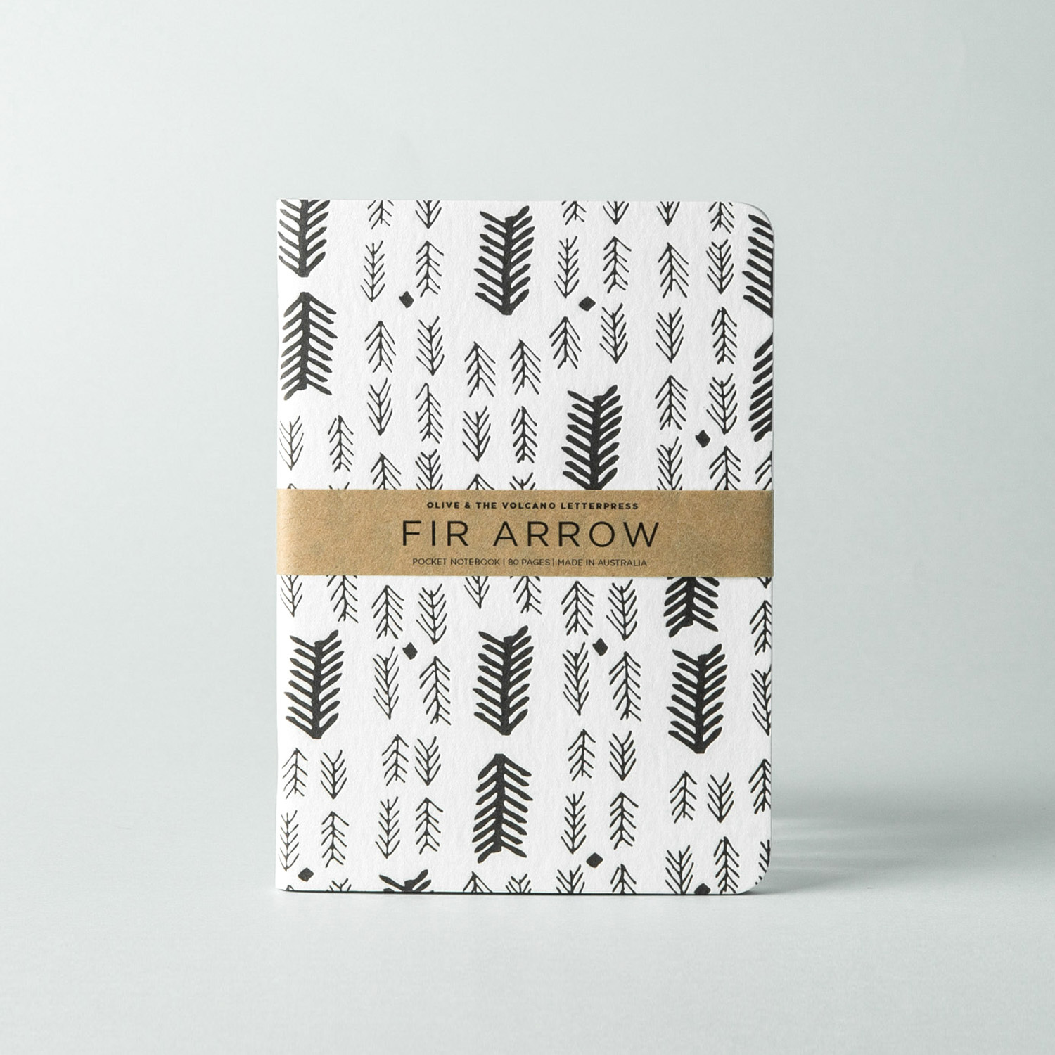 澳大利亚进口印刷笔记本-Olive and the Volcano凸版印刷笔记本A6(冷杉树箭头图案) 澳大利亚进口印刷笔记本-Olive and the Volcano凸版印刷笔记本A6(冷杉树箭头图案)