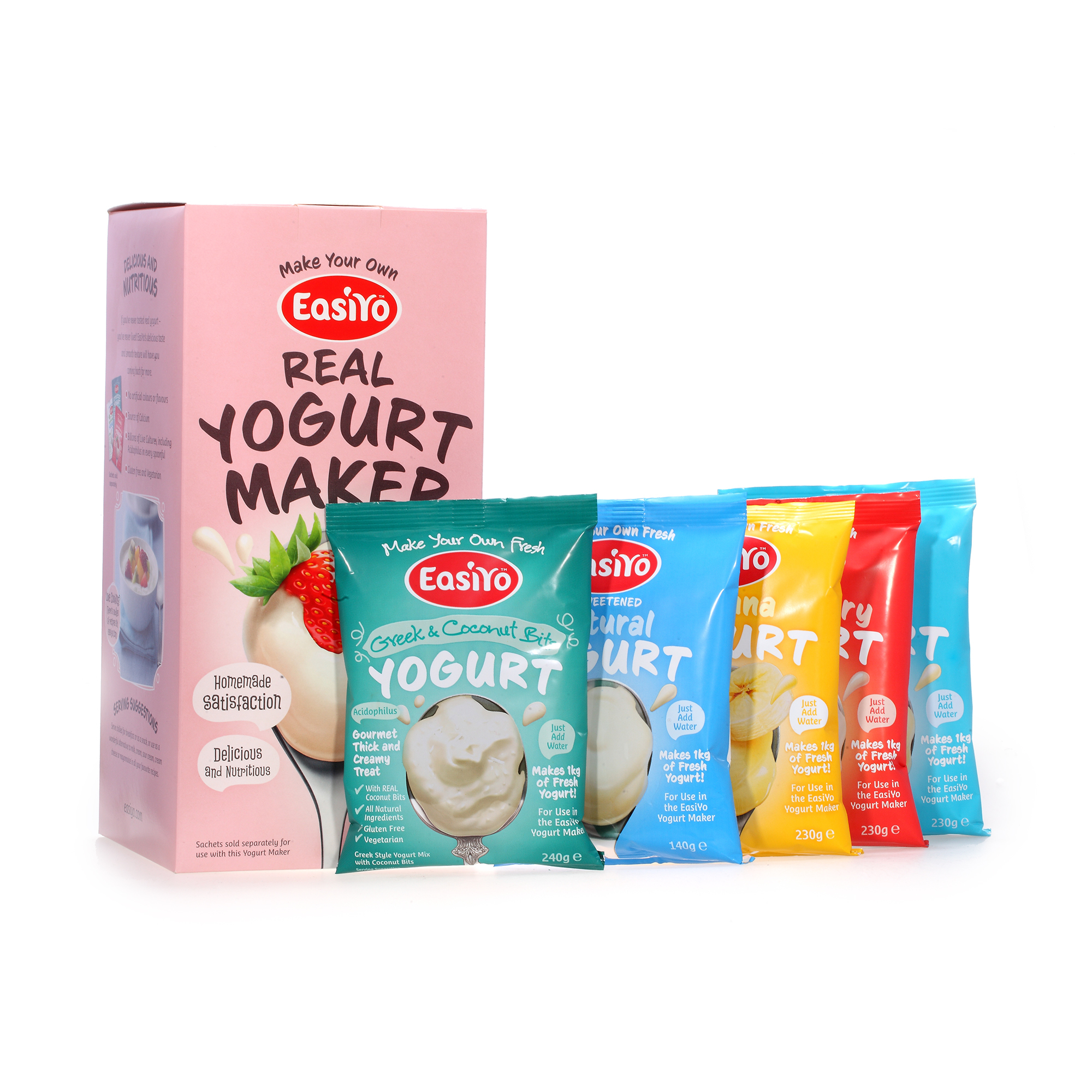 新西兰进口自制酸奶机-易极优Easiyo酸奶机＋5包酸奶粉(味道随机)套装