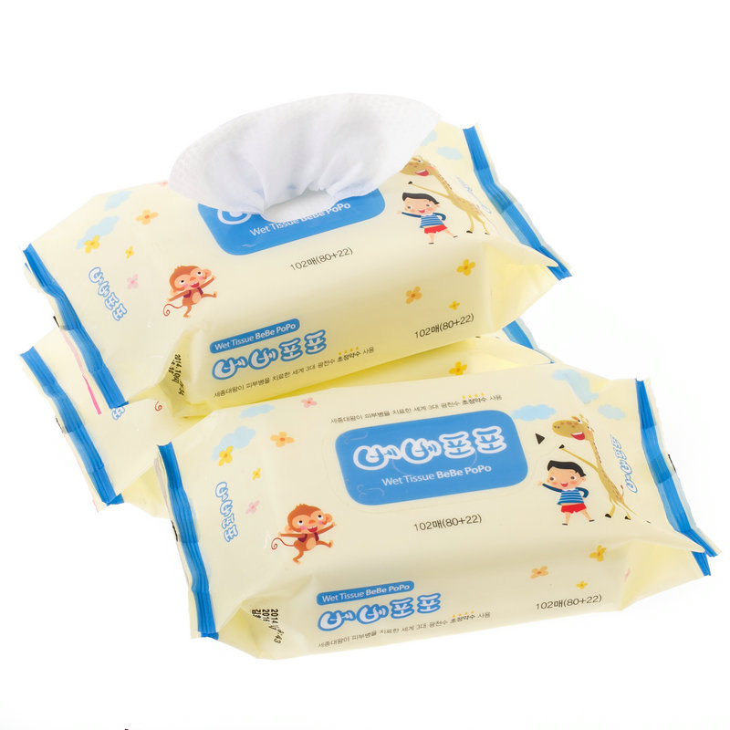 韩国进口婴儿专用湿巾-BeBePoPo天然矿泉水婴儿湿巾102片Embo三包装 韩国进口婴儿专用湿巾-BeBePoPo天然矿泉水婴儿湿巾102片Embo三包装