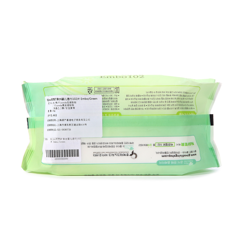 韩国进口婴儿干湿巾-Bijou天然矿泉水婴儿湿巾102片Embo三包装