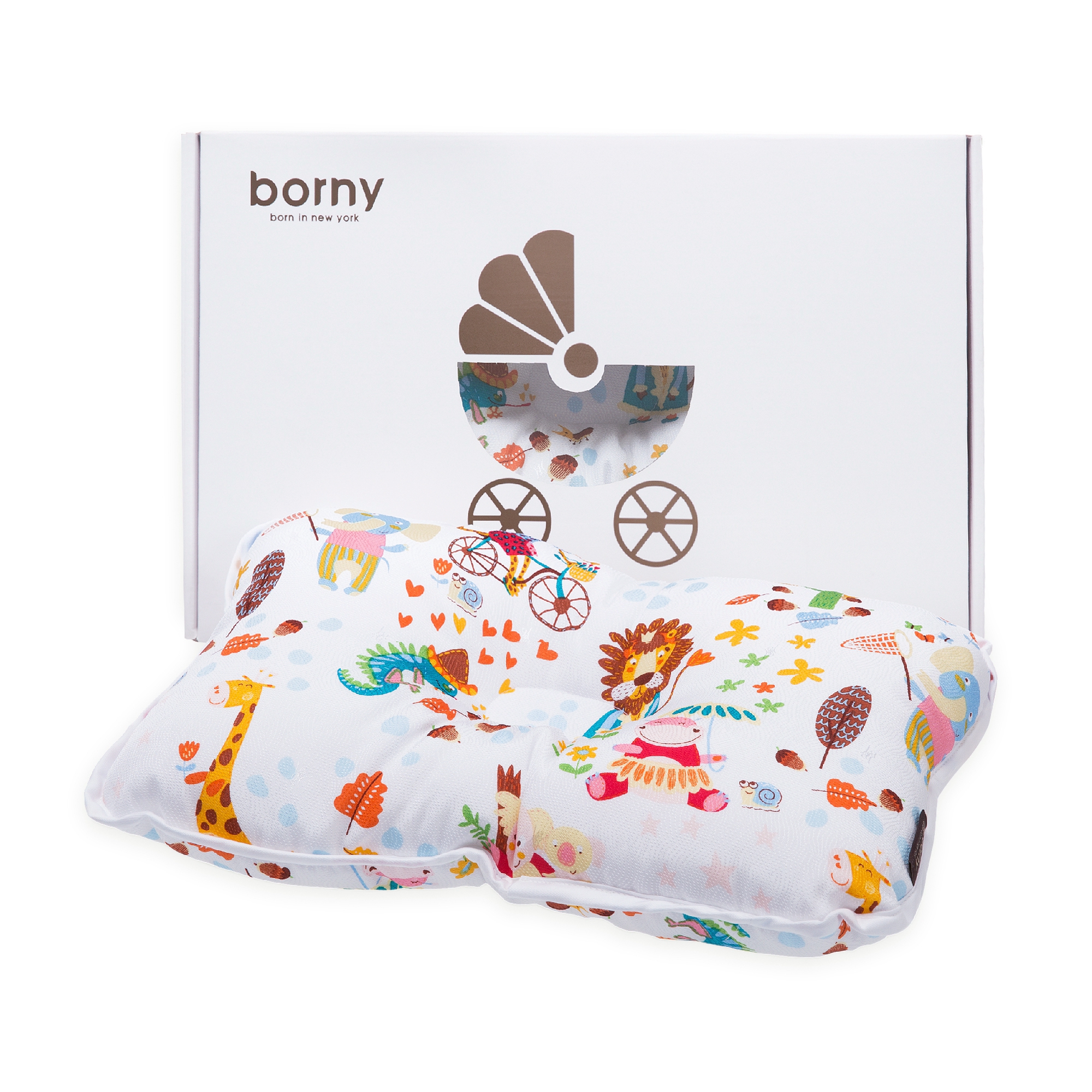 韩国进口婴儿定型枕-borny人造丝婴幼儿定型枕0-6岁夏季透气