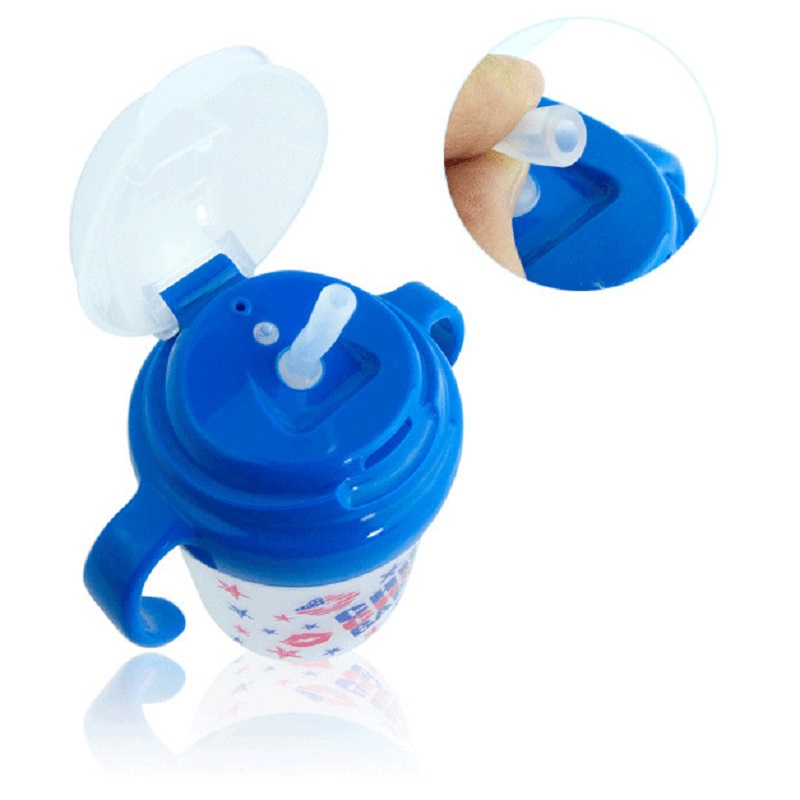 日本进口婴儿训练杯-啾啾baby可爱妈妈吸管式训练杯(牛仔)