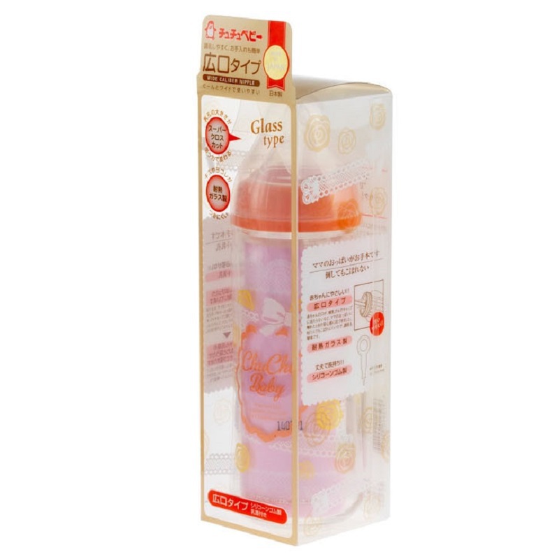 日本进口玻璃奶瓶-啾啾baby可爱妈妈玻璃宽口奶瓶(蝴蝶结)