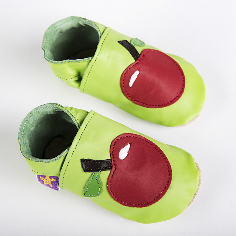 英国进口耐磨学步鞋-Starchild全牛皮软底学步鞋小苹果果绿/红款