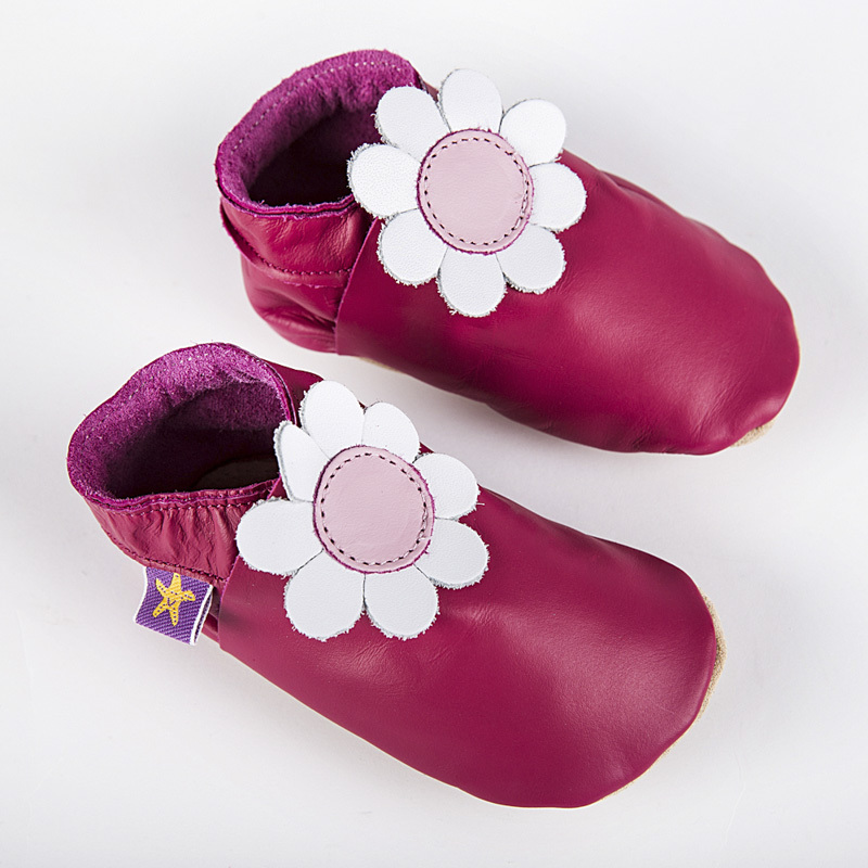 英国进口豆豆学步鞋-Starchild全牛皮软底学步鞋小雏菊紫红款