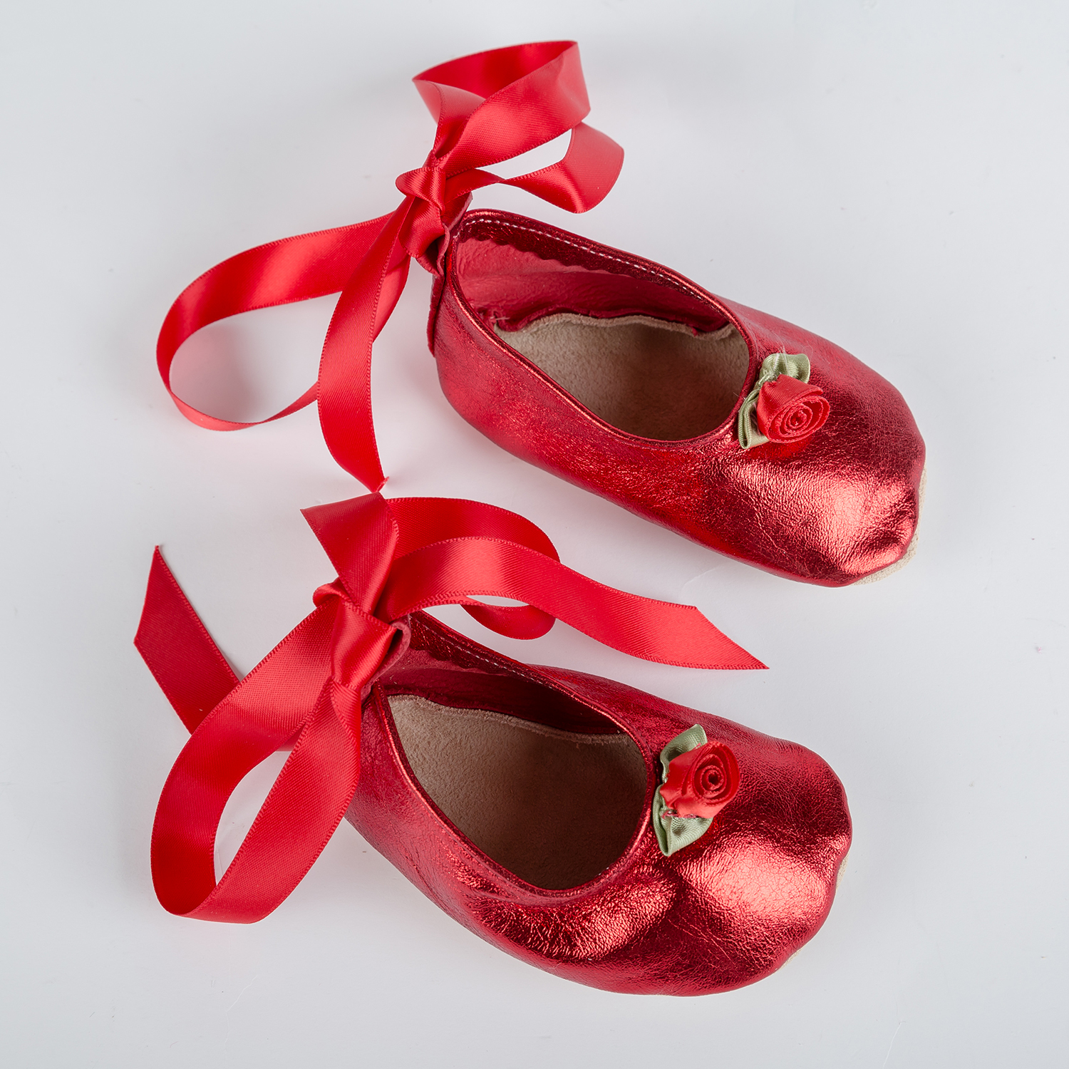 英国进口宝宝学步鞋-Starchild全牛皮软底学步鞋芭蕾闪光红款