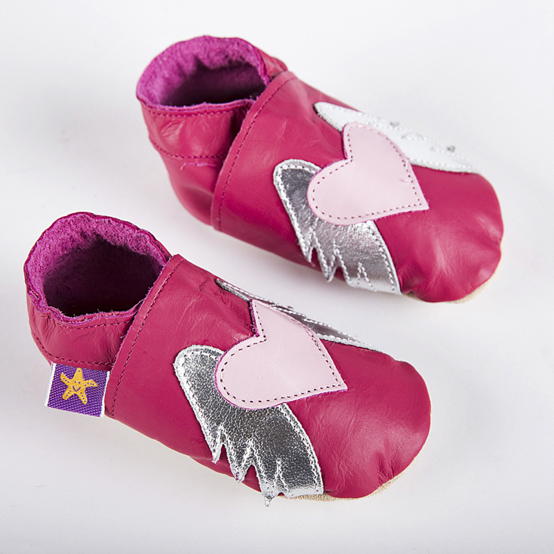 英国进口学步靴-Starchild全牛皮软底学步鞋天使紫红/嫩粉款