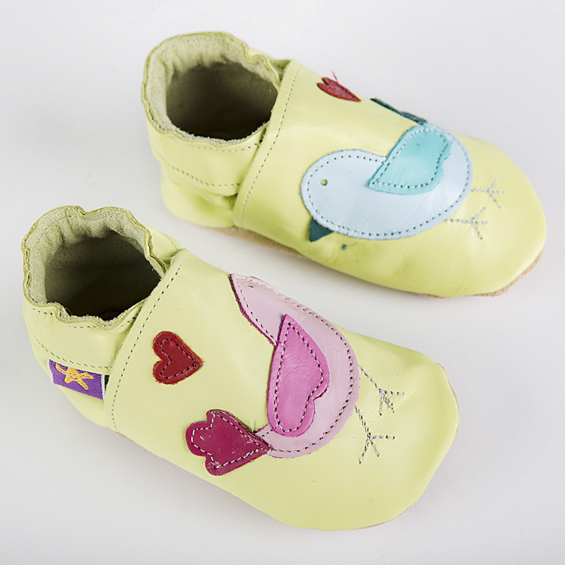 英国进口一岁学步鞋-Starchild全牛皮软底学步鞋爱之鸟柠檬款