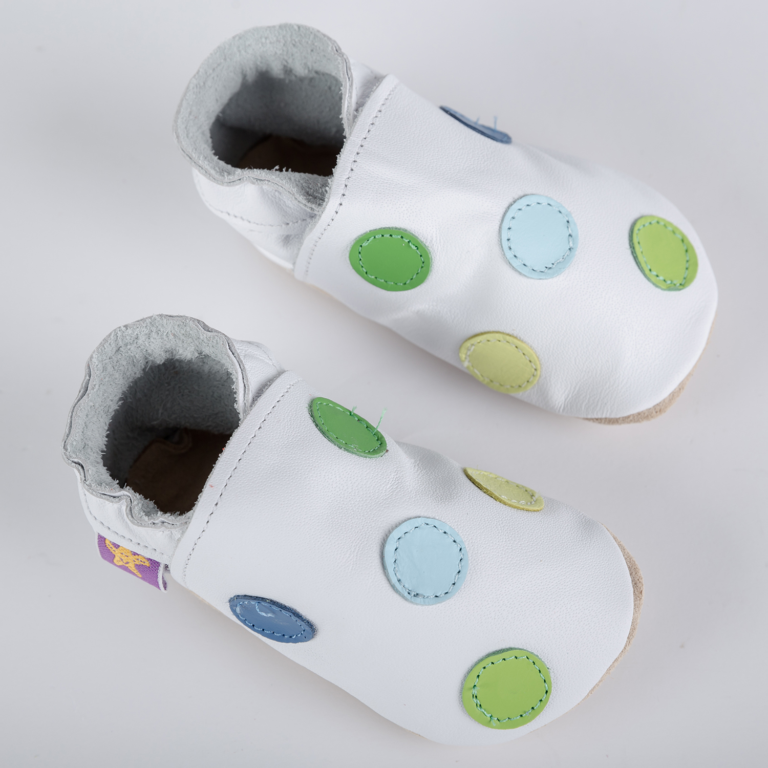 英国进口宝宝机能学步鞋-Starchild全牛皮软底鞋点点控白/男孩款