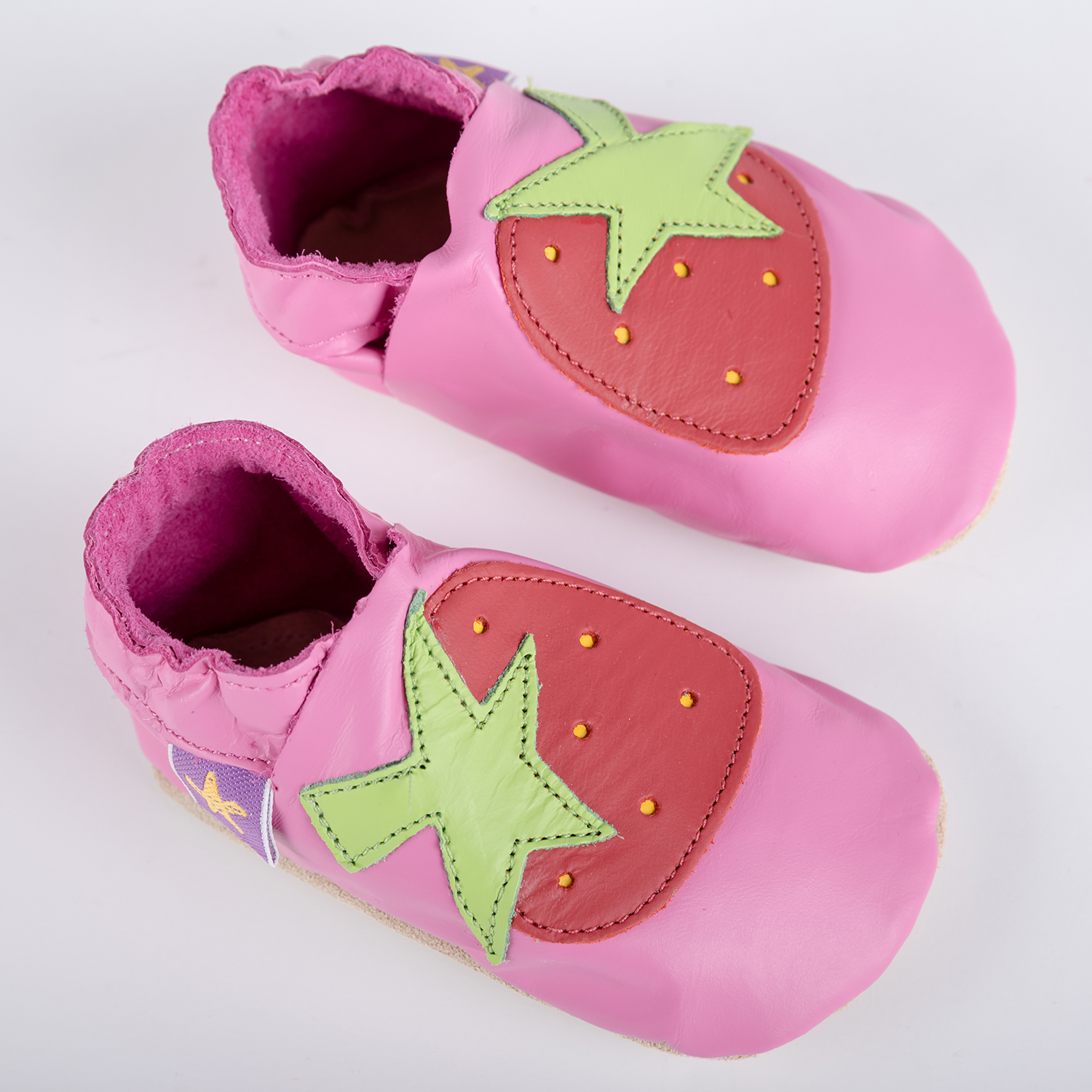 英国进口婴幼儿学步鞋-Starchild全牛皮软底鞋小草莓粉红款