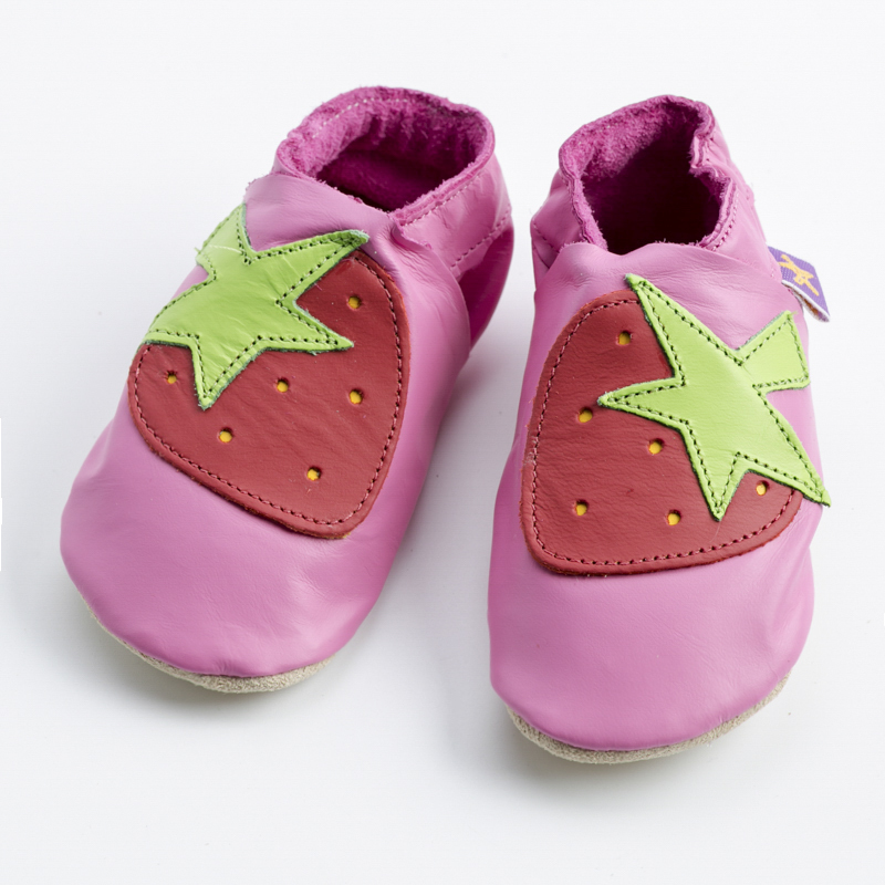 英国进口男宝宝学步鞋-Starchild全牛皮软底鞋小草莓粉红款 - 男宝宝学步鞋