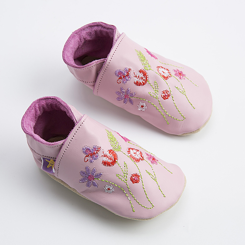 英国进口儿童学步鞋子-Starchild全牛皮软底学步鞋小小花园嫩粉款