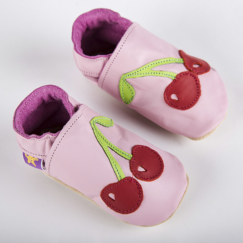 英国进口宝宝软底学步鞋-Starchild全牛皮软底鞋小樱桃粉红款