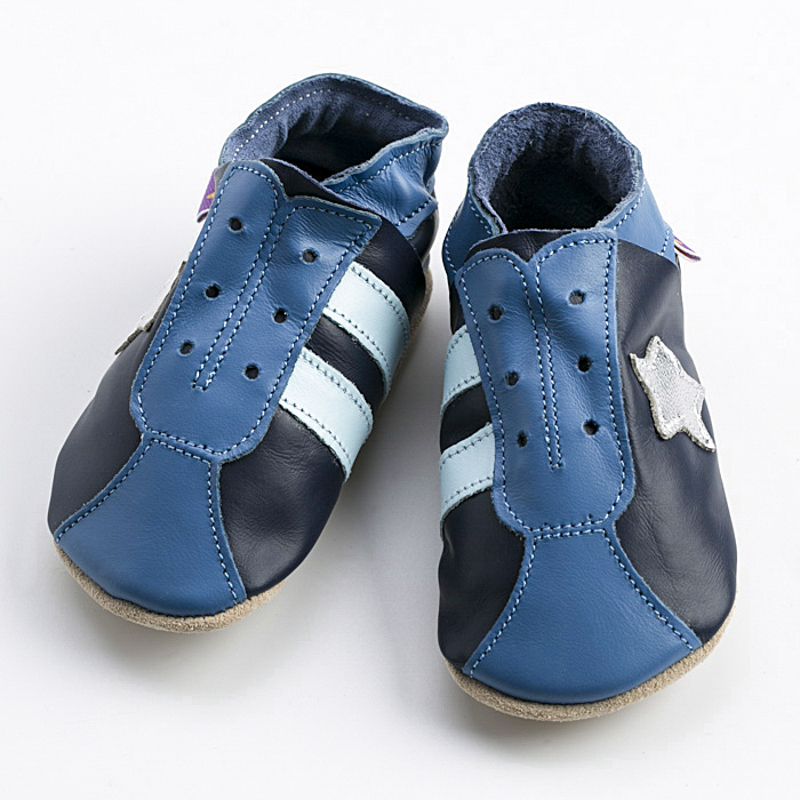 英国进口小儿学步鞋-Starchild全牛皮软底学步鞋复古风潮海军蓝款 - 小儿学步鞋
