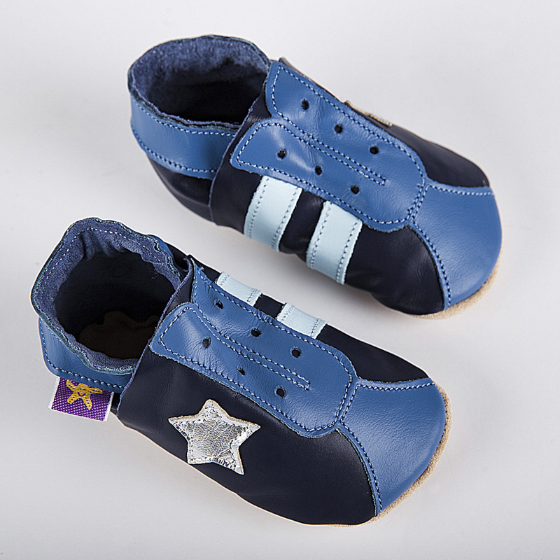 英国进口小儿学步鞋-Starchild全牛皮软底学步鞋复古风潮海军蓝款