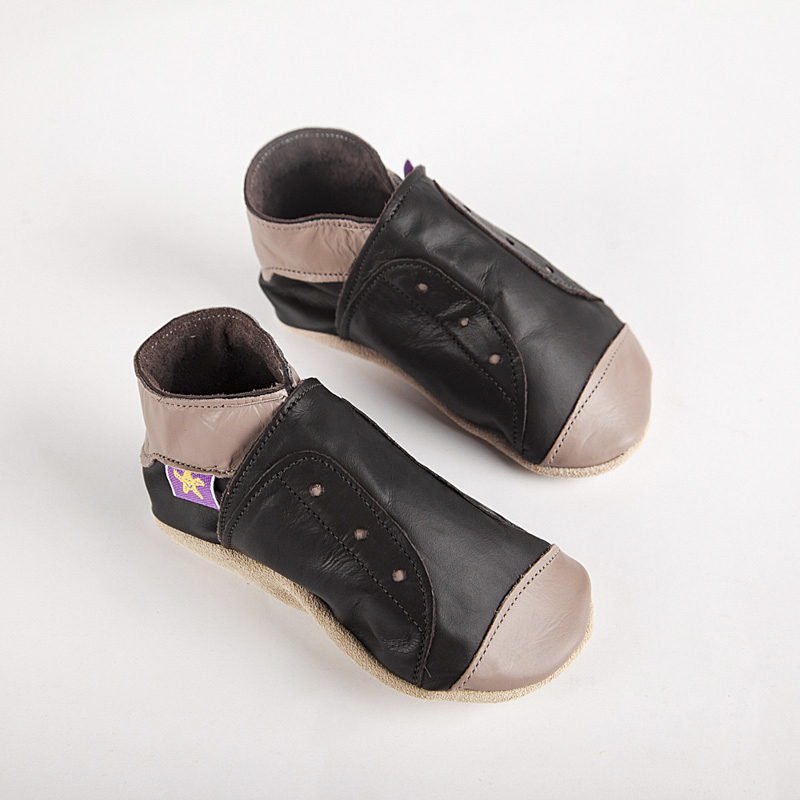 英国进口夏款宝宝学步鞋-Starchild全牛皮软底学步鞋学院派巧克力/灰褐款
