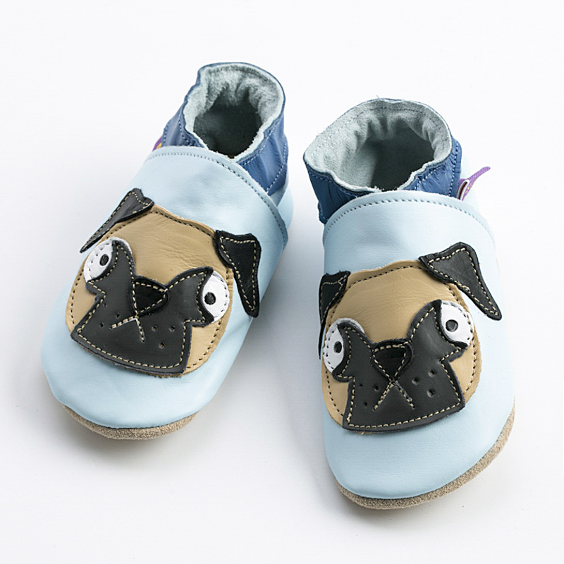 英国进口一段二段学步鞋-Starchild全牛皮软底学步鞋小豆豆嫩蓝款 - 一段二段学步鞋
