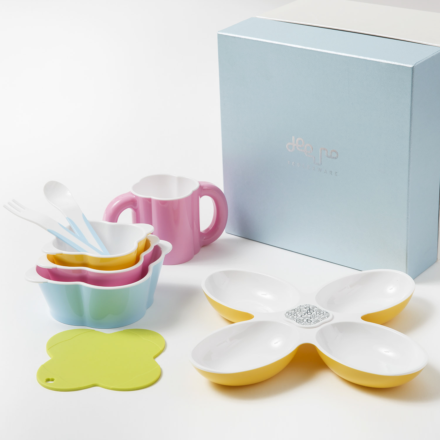 韩国进口儿童成套餐具-deeuno儿童餐具混色八件套