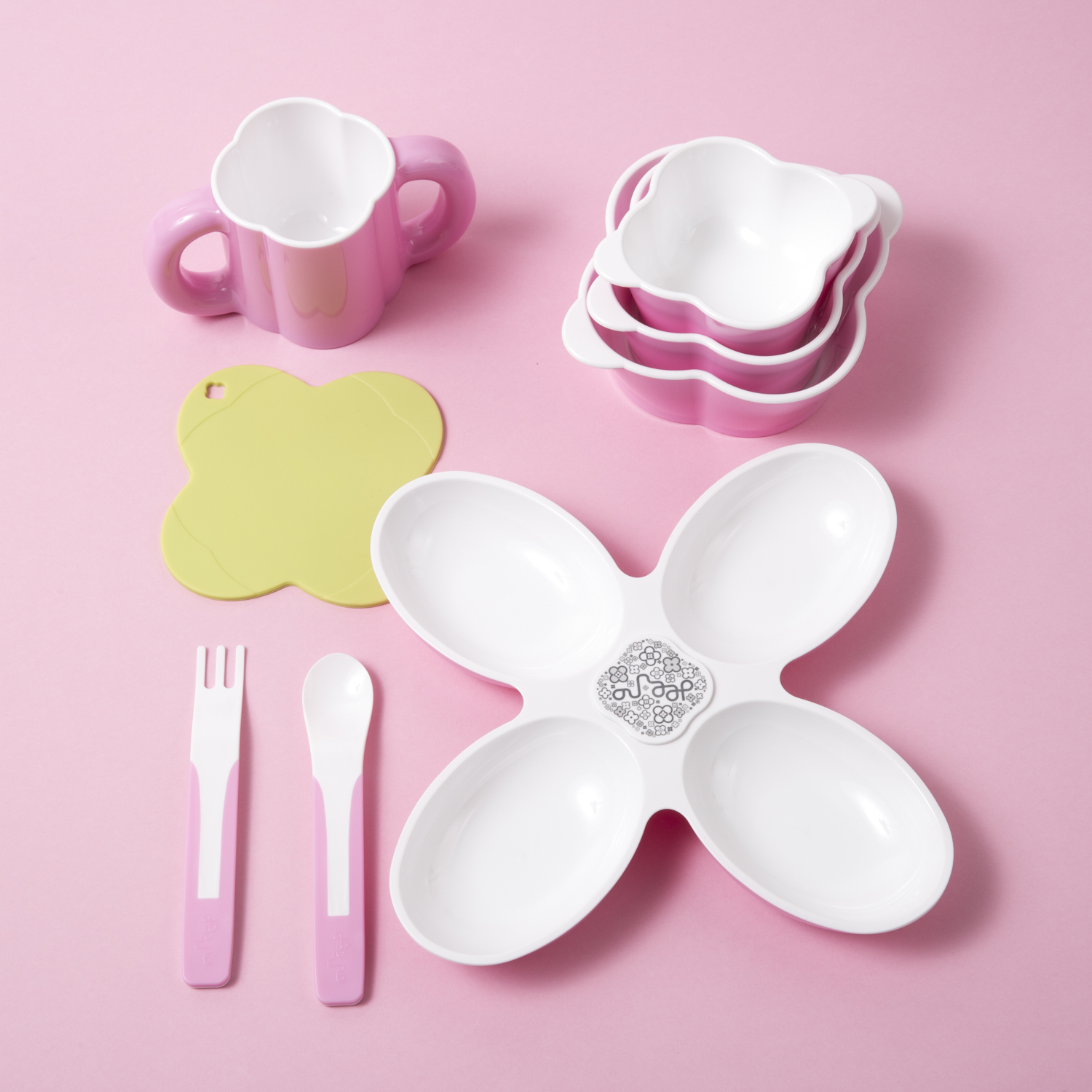 韩国进口儿童组合餐具-deeuno儿童餐具单色八件套