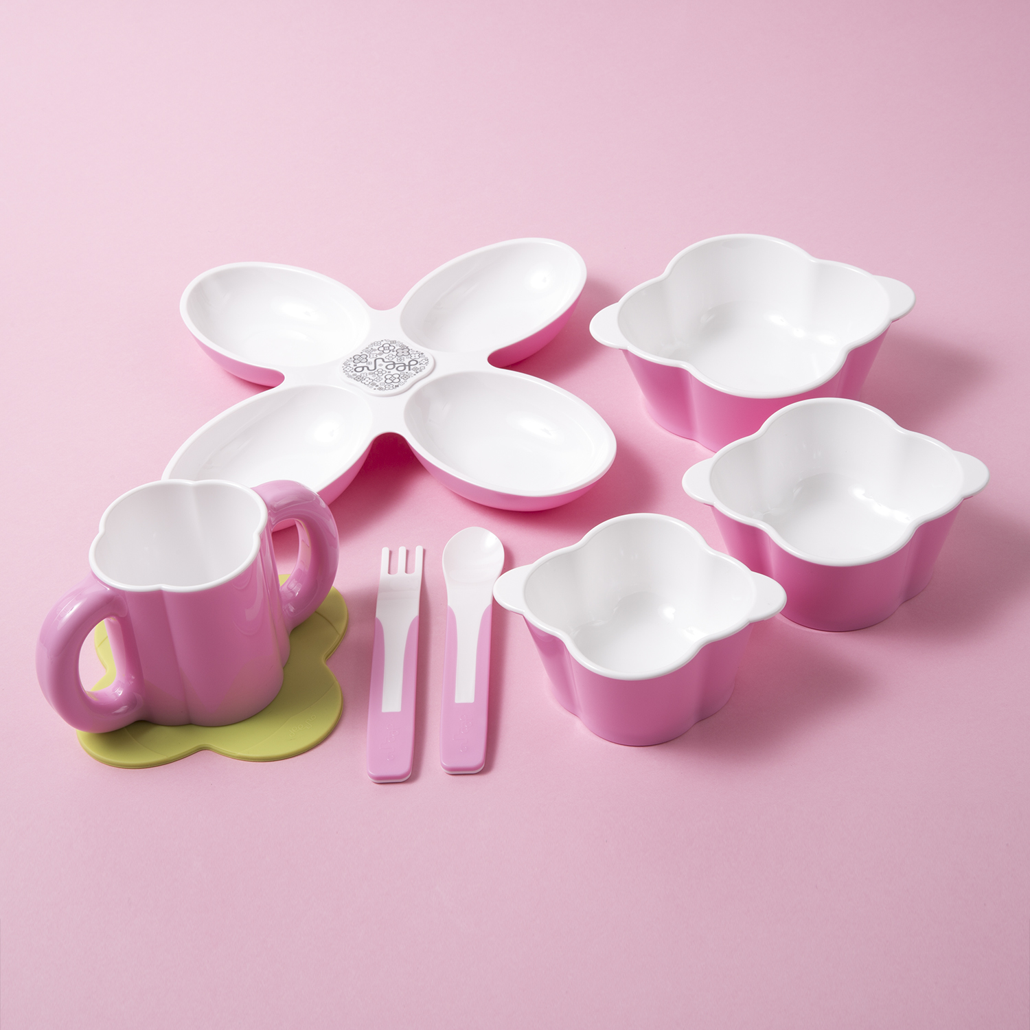 韩国进口儿童组合餐具-deeuno儿童餐具单色八件套