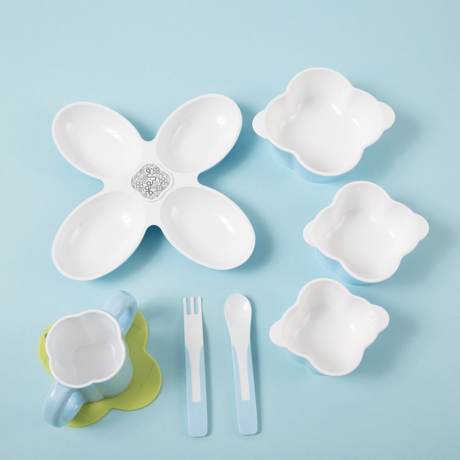 韩国进口儿童餐具套盒-deeuno儿童餐具单色八件套 韩国进口儿童餐具套盒-deeuno儿童餐具单色八件套