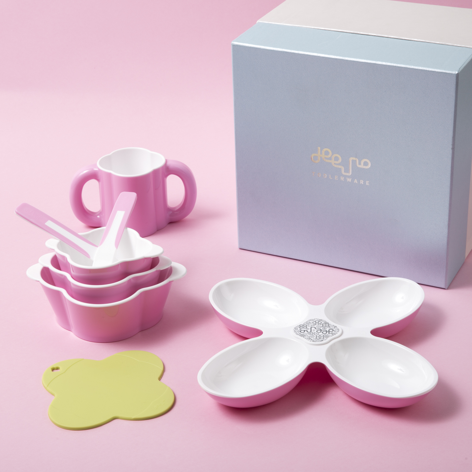 韩国进口儿童组合餐具-deeuno儿童餐具单色八件套