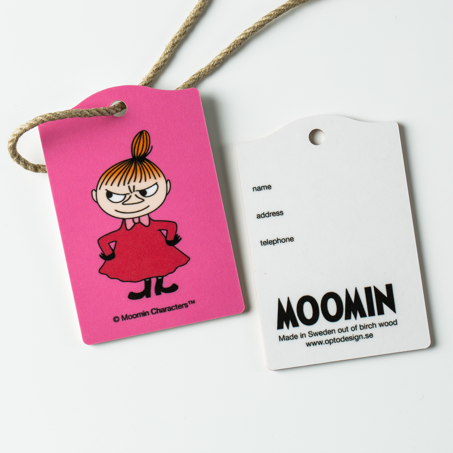 瑞典进口卡通行李牌-Opto Design姆明系列桦木行李牌2只装，蓝樱桃小美