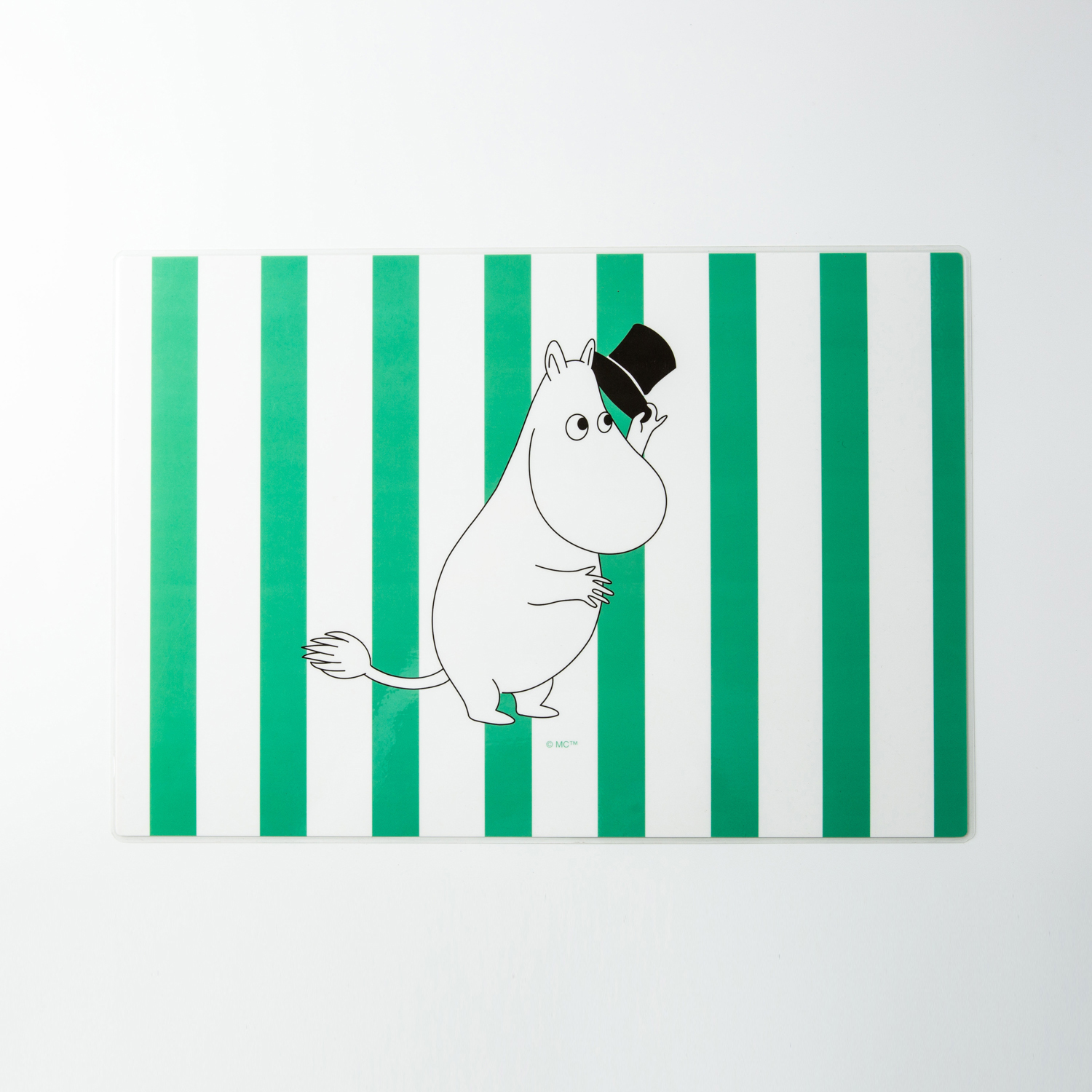 瑞典进口塑料桌垫-Opto Design姆明系列塑料桌垫，绿色条纹姆明