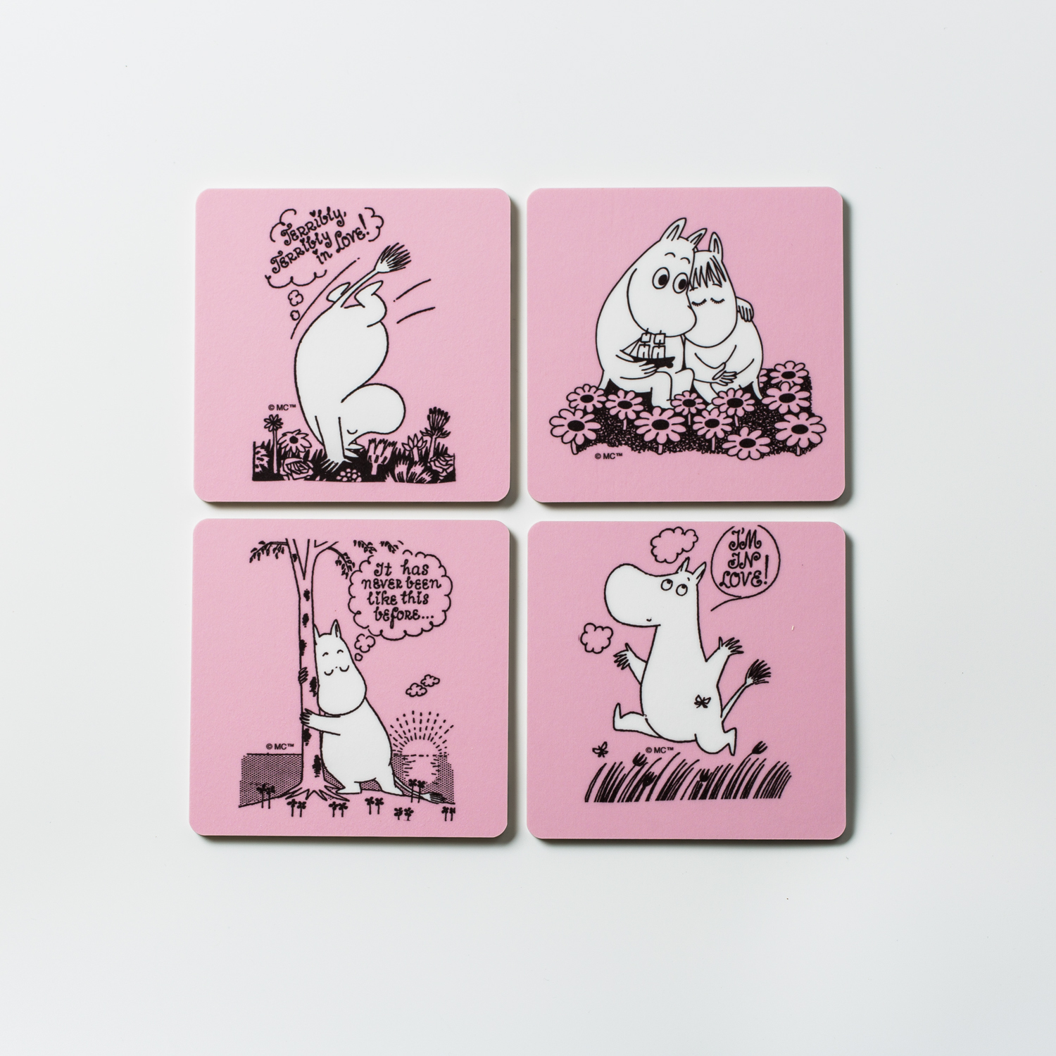 瑞典原产Optodesign 姆明系列桦木茶杯垫隔热垫 4只装罗曼史