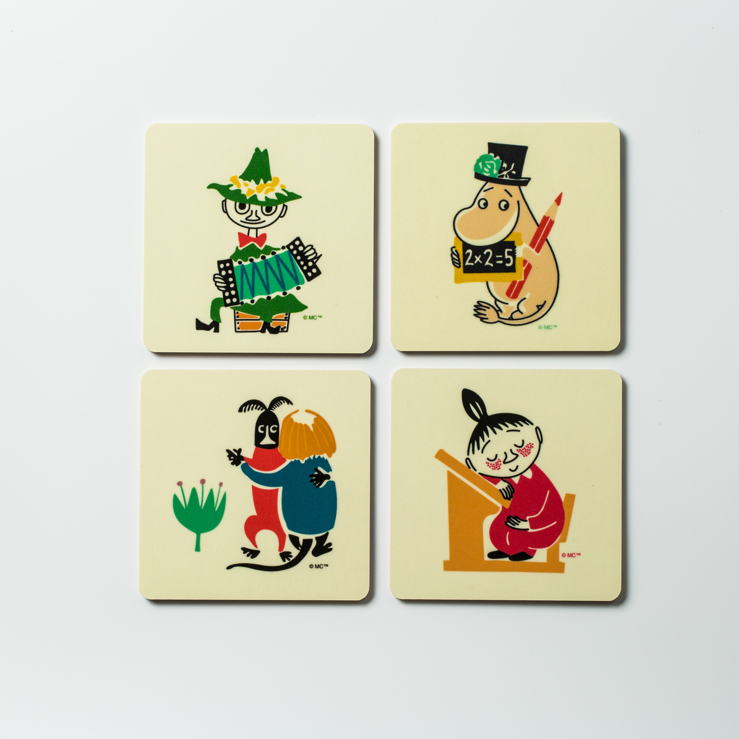 瑞典进口手工制作杯垫-Opto Design姆明系列桦木杯垫4只袋装版，50周年纪念